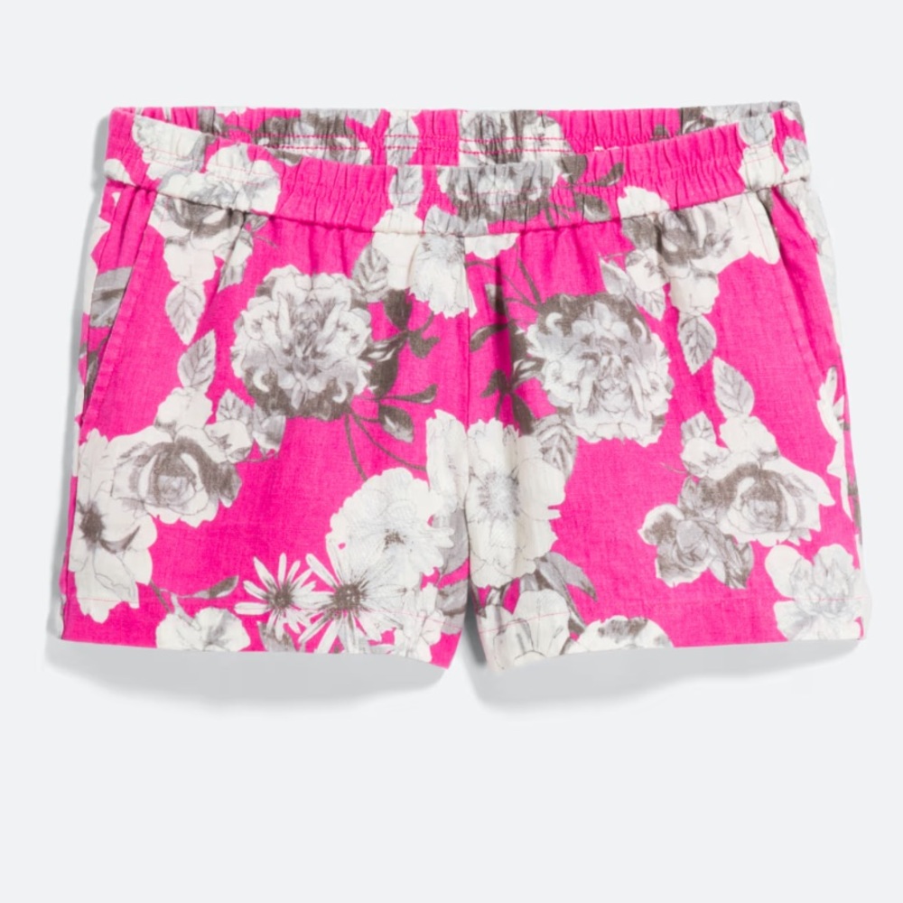 Kut from the Kloth Pink Floral Elastic Waist Shorts